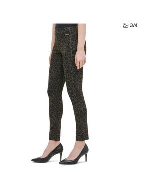 Calvin Klein Black Leopard Print Leggings. Sz L